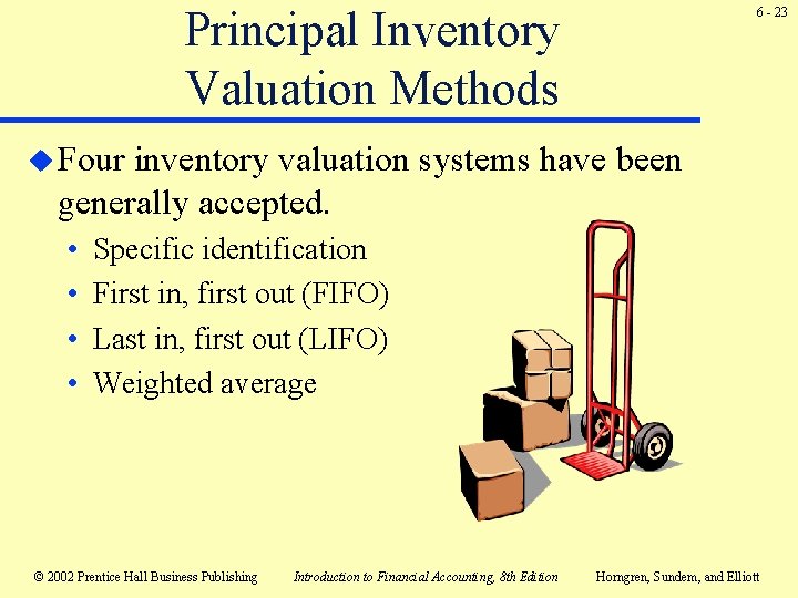 Principal Inventory Valuation Methods 6 - 23 u Four inventory valuation systems have been Principal Inventory Valuation Methods 6 - 23 u Four inventory valuation systems have been