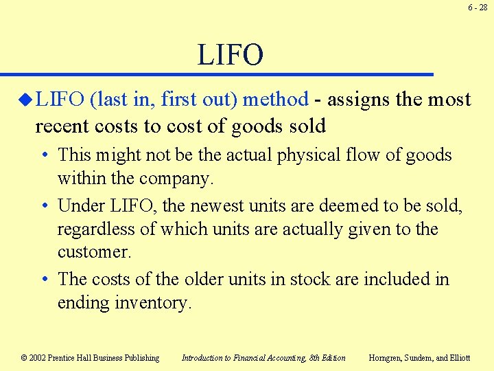 6 - 28 LIFO u LIFO (last in, first out) method - assigns the 6 - 28 LIFO u LIFO (last in, first out) method - assigns the