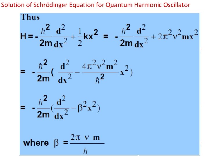 Solution of Schrӧdinger Equation for Quantum Harmonic Oscillator 