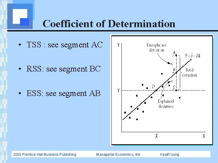 Coefficient of Determination • TSS : see segment AC • RSS: see segment BC