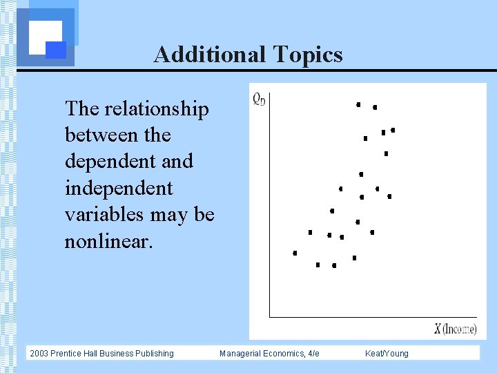 Additional Topics The relationship between the dependent and independent variables may be nonlinear. 2003