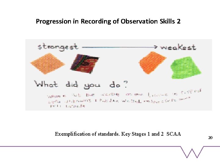 Progression in Recording of Observation Skills 2 Exemplification of standards. Key Stages 1 and