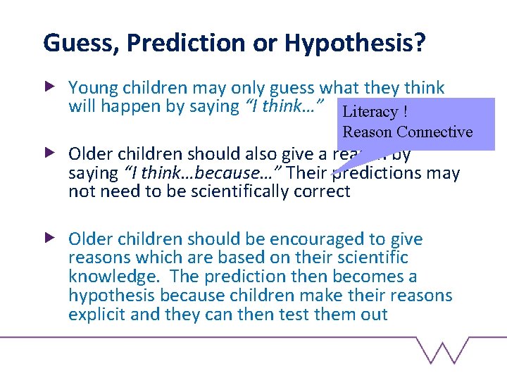 Guess, Prediction or Hypothesis? Young children may only guess what they think will happen