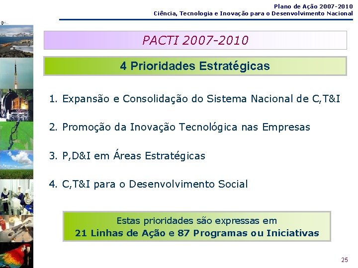 Plano de Ação 2007 -2010 Ciência, Tecnologia e Inovação para o Desenvolvimento Nacional PACTI