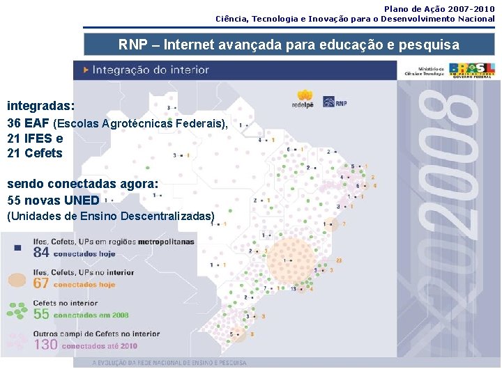 Plano de Ação 2007 -2010 Ciência, Tecnologia e Inovação para o Desenvolvimento Nacional RNP Plano de Ação 2007 -2010 Ciência, Tecnologia e Inovação para o Desenvolvimento Nacional RNP