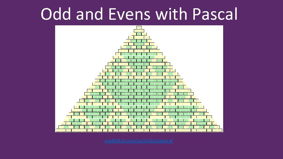 Odd and Evens with Pascal mathsbot. com/activities/pascal 