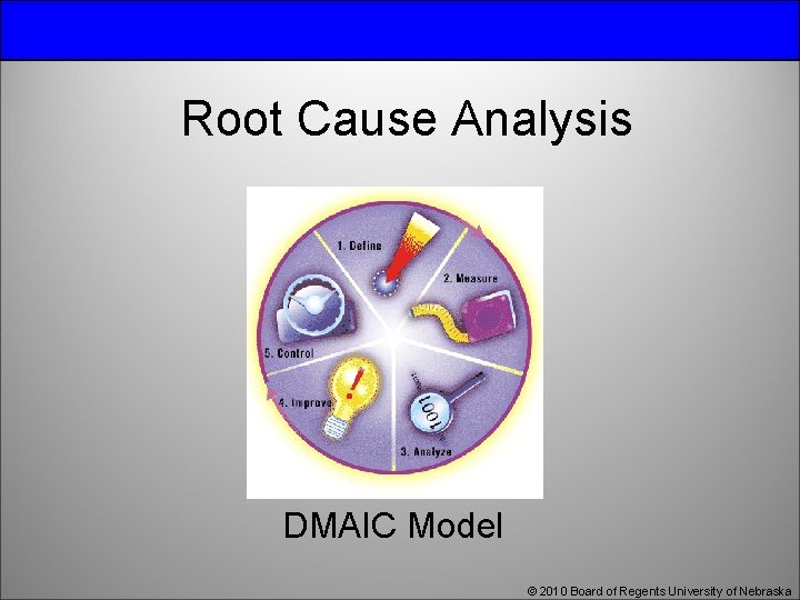 Root Cause Analysis DMAIC Model © 2010 Board of Regents University of Nebraska 