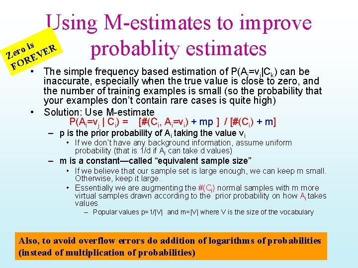 Using M-estimates to improve is R o r probablity estimates Ze REVE FO •