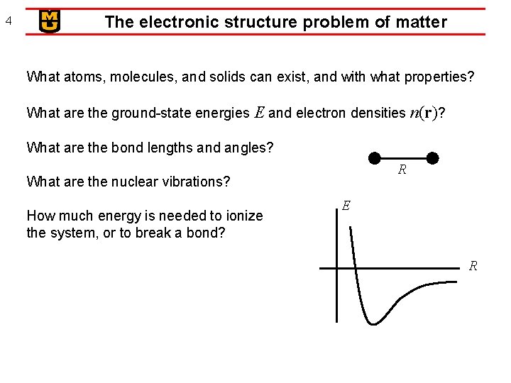 4 The electronic structure problem of matter What atoms, molecules, and solids can exist,