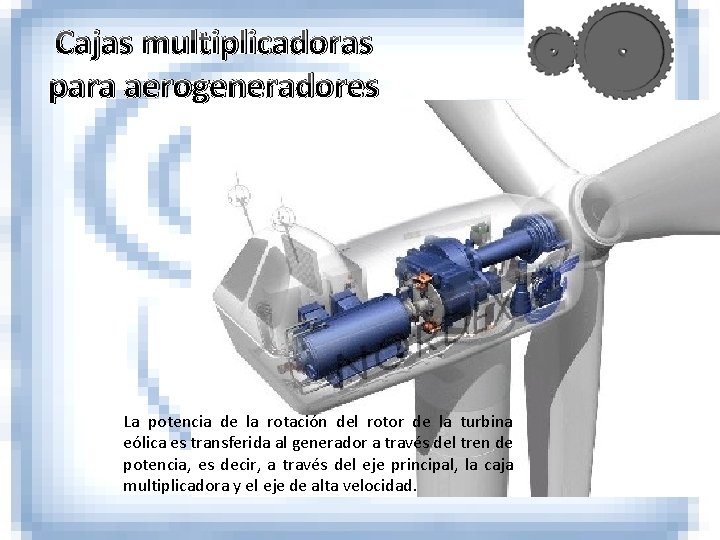 Cajas multiplicadoras para aerogeneradores La potencia de la rotación del rotor de la turbina