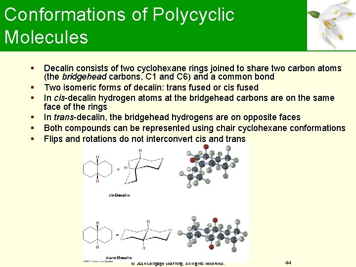 Conformations of Polycyclic Molecules Decalin consists of two cyclohexane rings joined to share two