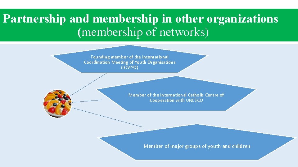Partnership and membership in other organizations (membership of networks) Founding member of the International