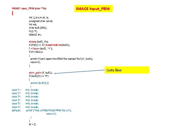 IMAGE Input_PBM (char *fn) { IMAGE Input_PBM int i, j, k, n, m, bi,