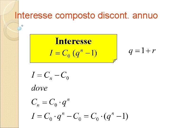 Interesse composto discont. annuo Interesse 