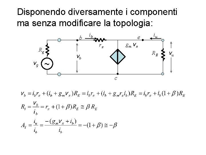 Disponendo diversamente i componenti ma senza modificare la topologia: b e ~ iu gm Disponendo diversamente i componenti ma senza modificare la topologia: b e ~ iu gm