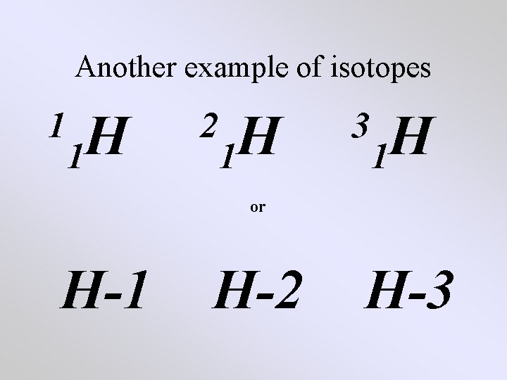 Another example of isotopes 1 H 1 2 H 1 3 H 1 or Another example of isotopes 1 H 1 2 H 1 3 H 1 or