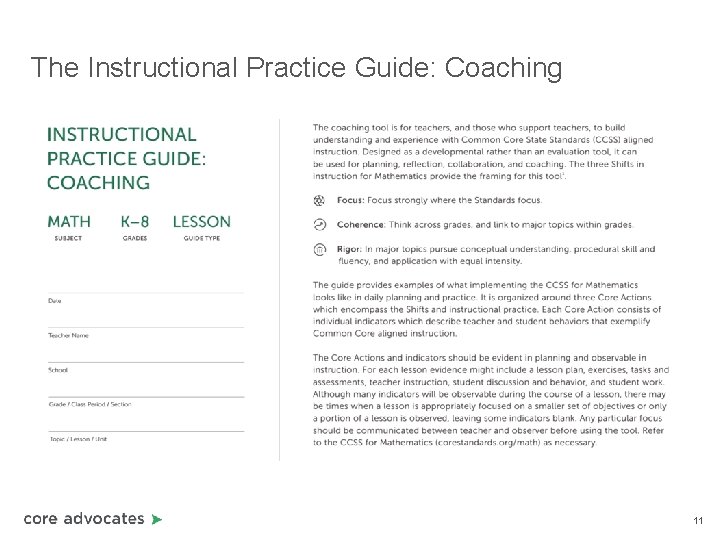 The Instructional Practice Guide: Coaching 11 