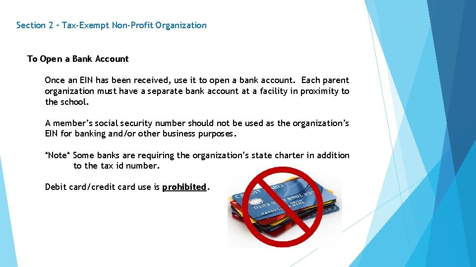 Section 2 – Tax-Exempt Non-Profit Organization To Open a Bank Account Once an EIN