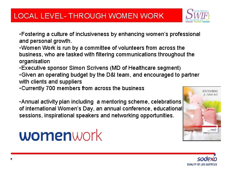 LOCAL LEVEL- THROUGH WOMEN WORK • Fostering a culture of inclusiveness by enhancing women’s