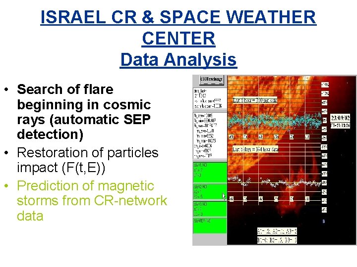 ISRAEL CR & SPACE WEATHER CENTER Data Analysis • Search of flare beginning in