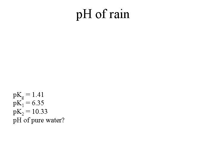 p. H of rain p. Kg = 1. 41 p. K 1 = 6.