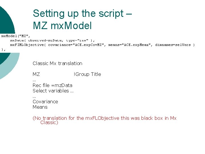 Setting up the script – MZ mx. Model Classic Mx translation MZ !Group Title