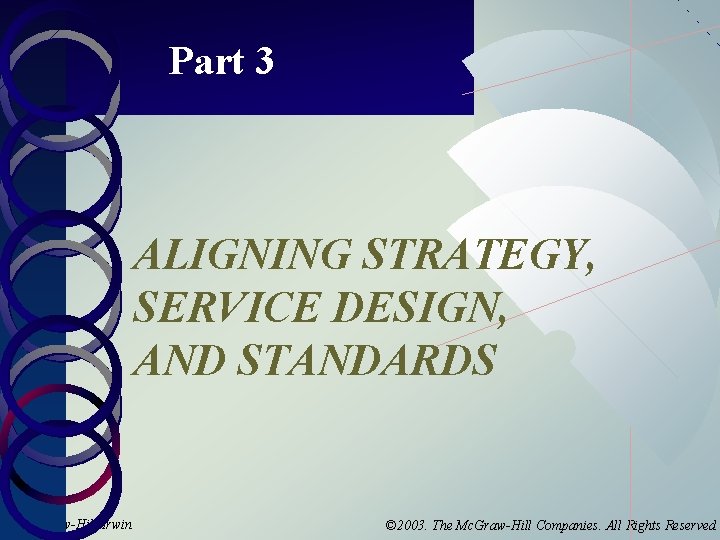 Part 3 ALIGNING STRATEGY, SERVICE DESIGN, AND STANDARDS Mc. Graw-Hill/Irwin © 2003. The Mc.