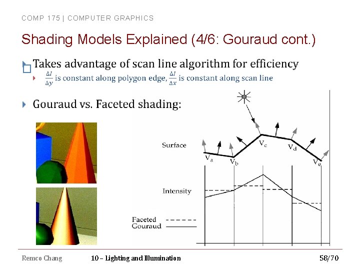 COMP 175 | COMPUTER GRAPHICS Shading Models Explained (4/6: Gouraud cont. ) � Remco