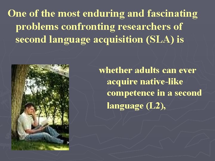 One of the most enduring and fascinating problems confronting researchers of second language acquisition