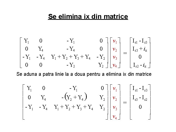 Se elimina ix din matrice é Y 1 ê 0 ê ê- Y 1