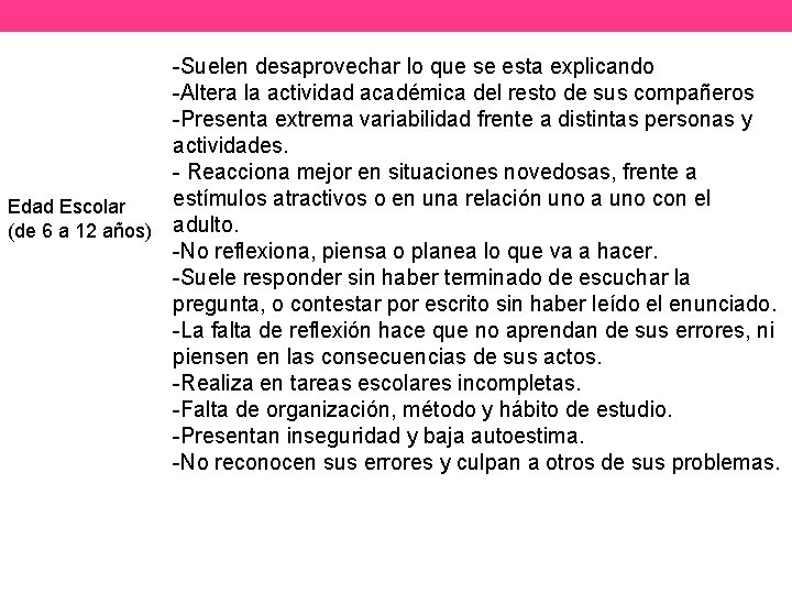 -Suelen desaprovechar lo que se esta explicando -Altera la actividad académica del resto de