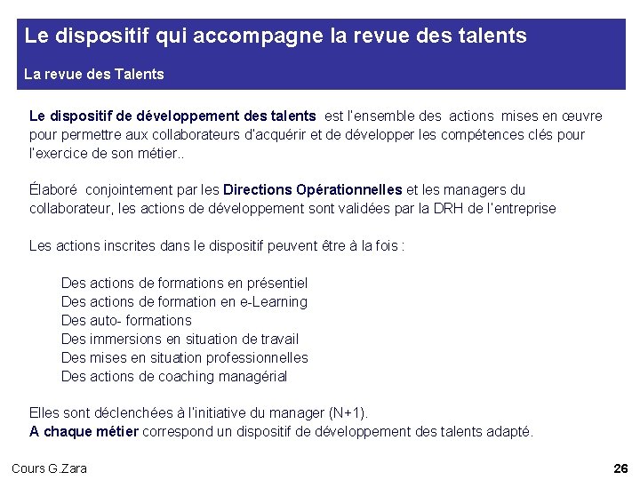 Le dispositif qui accompagne la revue des talents La revue des Talents Le dispositif Le dispositif qui accompagne la revue des talents La revue des Talents Le dispositif