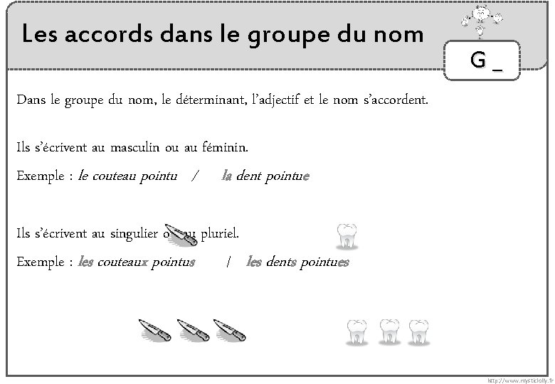 Les accords dans le groupe du nom G_ Dans le groupe du nom, le