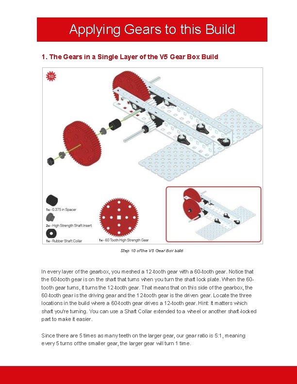 Applying Gears to this Build 1. The Gears in a Single Layer of the