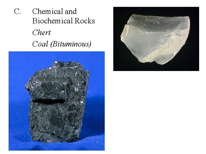 C. Chemical and Biochemical Rocks Chert Coal (Bituminous) 