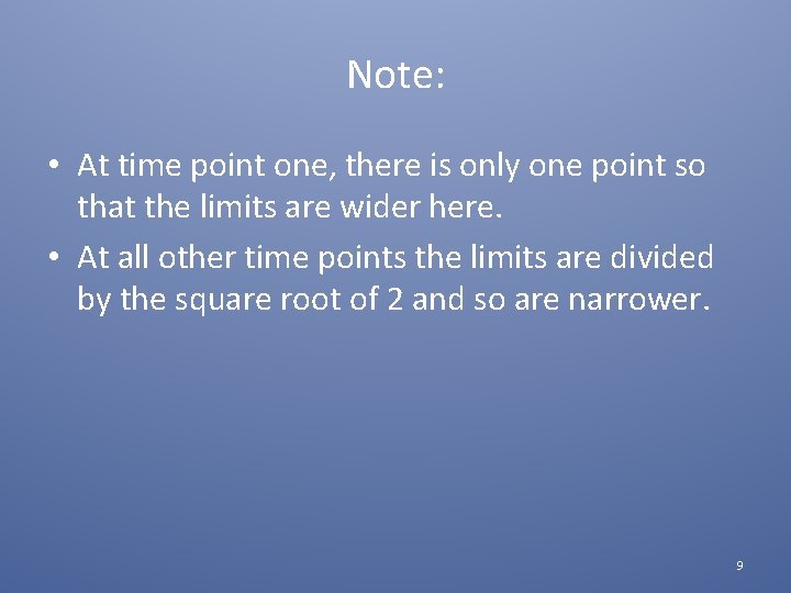 Note: • At time point one, there is only one point so that the