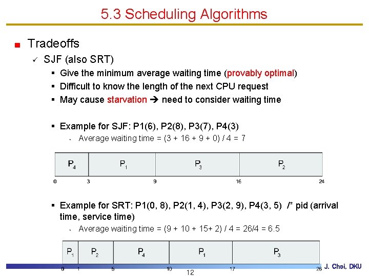 5. 3 Scheduling Algorithms Tradeoffs ü SJF (also SRT) § Give the minimum average