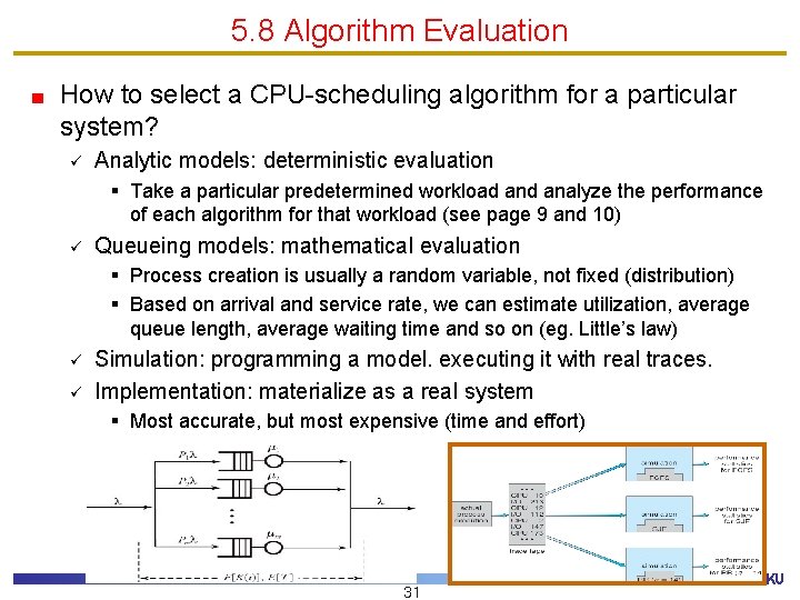 5. 8 Algorithm Evaluation How to select a CPU-scheduling algorithm for a particular system?