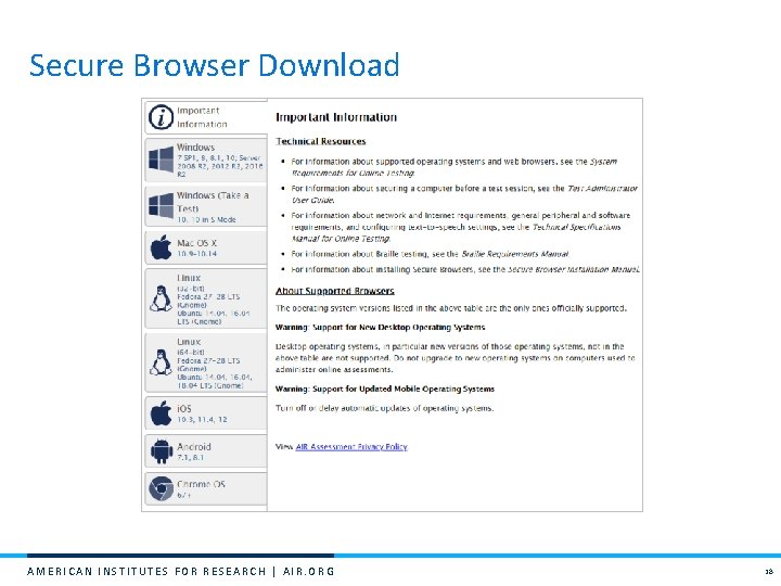 Secure Browser Download AMERICAN INSTITUTES FOR RESEARCH | AIR. ORG 18 