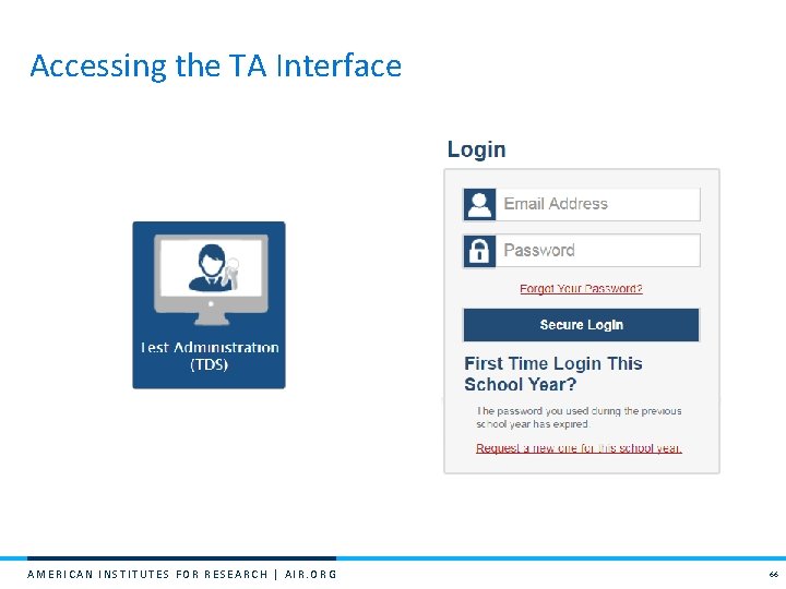 Accessing the TA Interface AMERICAN INSTITUTES FOR RESEARCH | AIR. ORG 66 