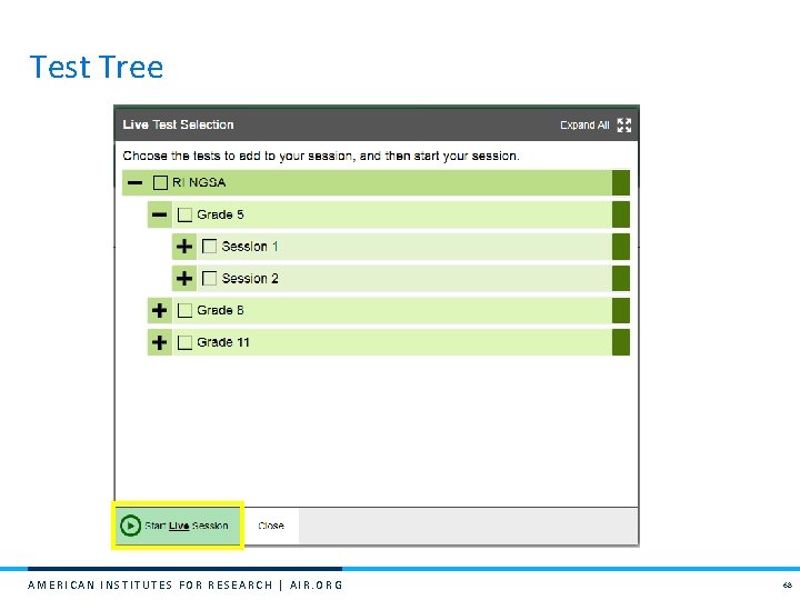 Test Tree AMERICAN INSTITUTES FOR RESEARCH | AIR. ORG 68 