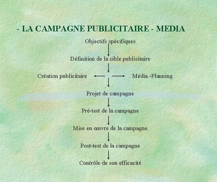 - LA CAMPAGNE PUBLICITAIRE - MEDIA Objectifs spécifiques Définition de la cible publicitaire Création