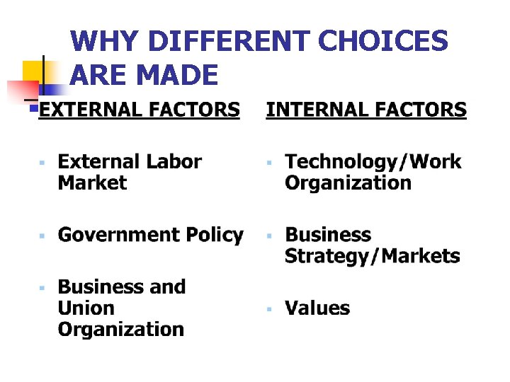 WHY DIFFERENT CHOICES ARE MADE 