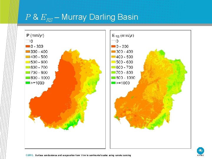 P & ERS – Murray Darling Basin CSIRO. Surface conductance and evaporation from 1