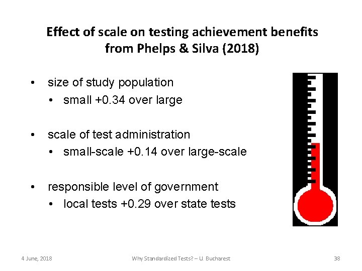 Effect of scale on testing achievement benefits from Phelps & Silva (2018) • size