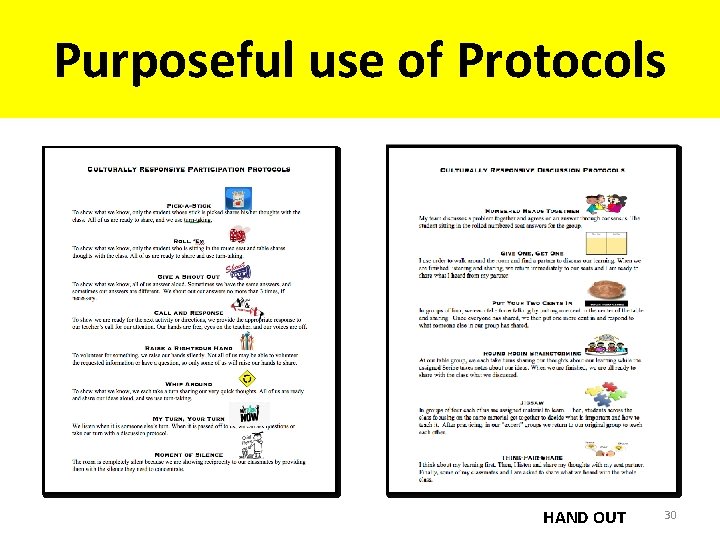 Purposeful use of Protocols HAND OUT 30 