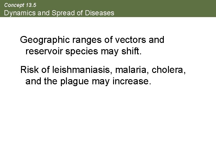 Concept 13. 5 Dynamics and Spread of Diseases Geographic ranges of vectors and reservoir