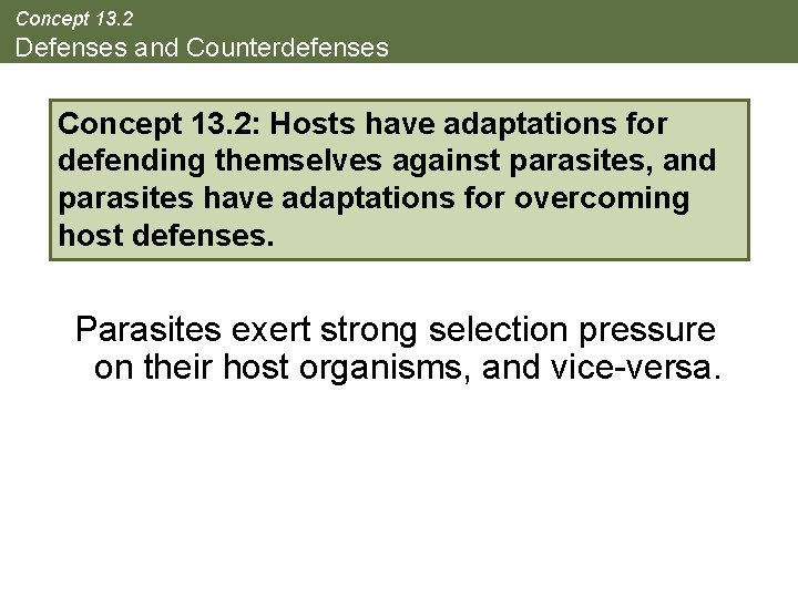 Concept 13. 2 Defenses and Counterdefenses Concept 13. 2: Hosts have adaptations for defending