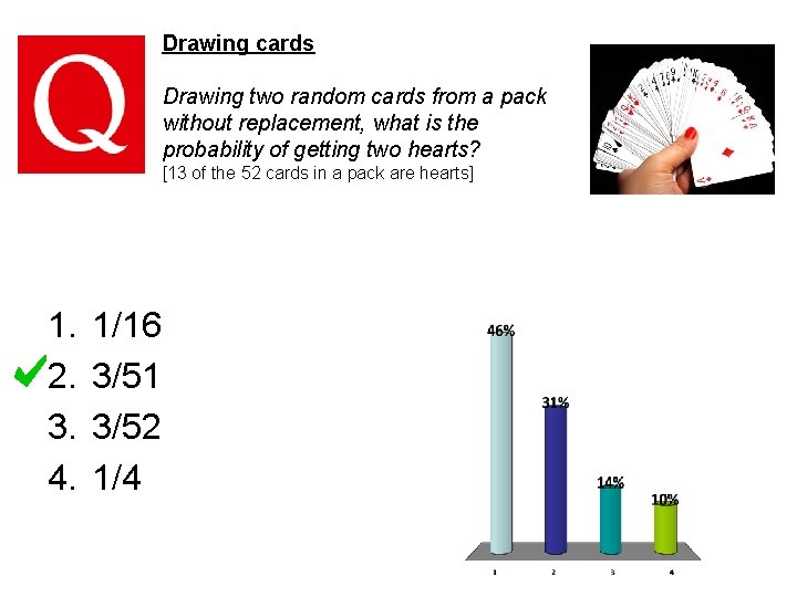 Drawing cards Drawing two random cards from a pack without replacement, what is the