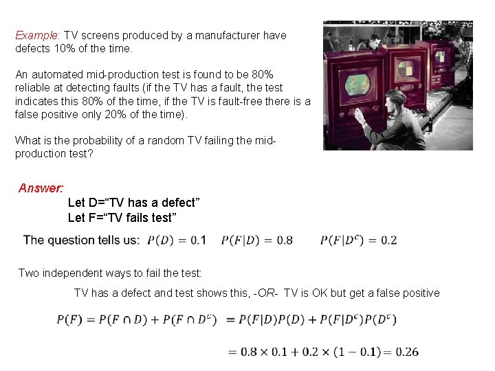 Example: TV screens produced by a manufacturer have defects 10% of the time. An